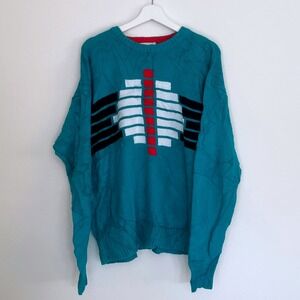 Vintage 1990's Colorful Knit Sweater Large Cozy Sweater Wild/Wacky Sweater VTG